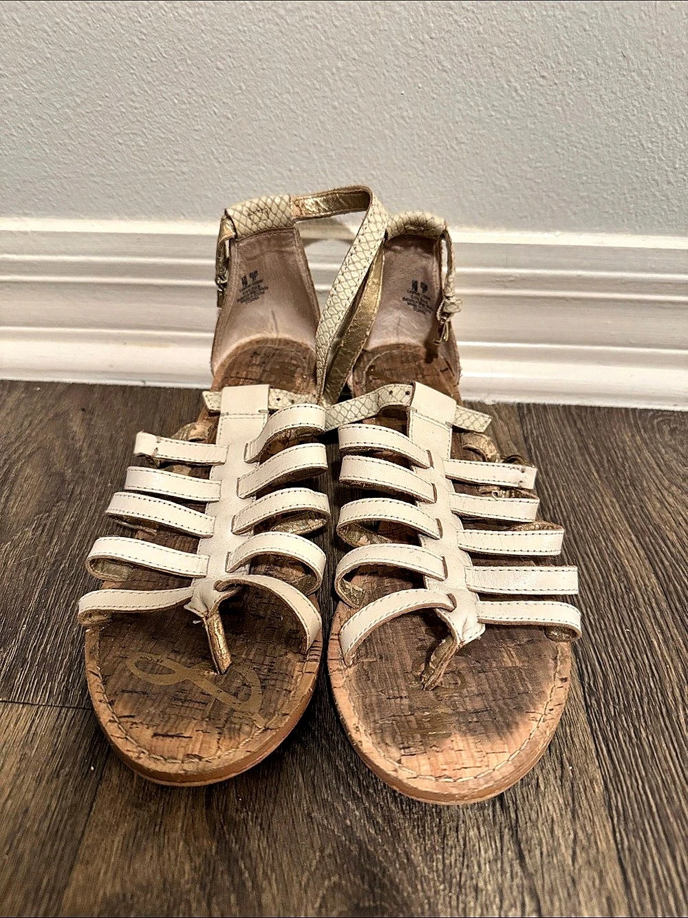Sam Edelman Women's Strappy Gladiator Sandals White & Brown